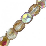 Czech Fire polished faceted glass beads 3mm Crystal brown rainbow